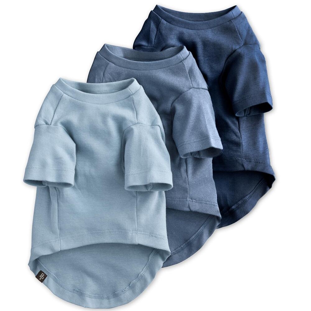 RC Pet Products Dog Shirts Light Medium Dark Blue Pet T-Shirt Apparel 3 Pack